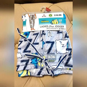 Minions Universal Ladies Sleep Z Grey Jogger Lounge Pants Soft to skin size  M